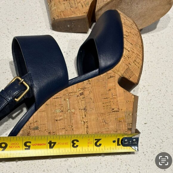 Yves Saint Laurent Womens Deauville Cork Heel Wedge Sandals Black Size 39 - Picture 6 of 12